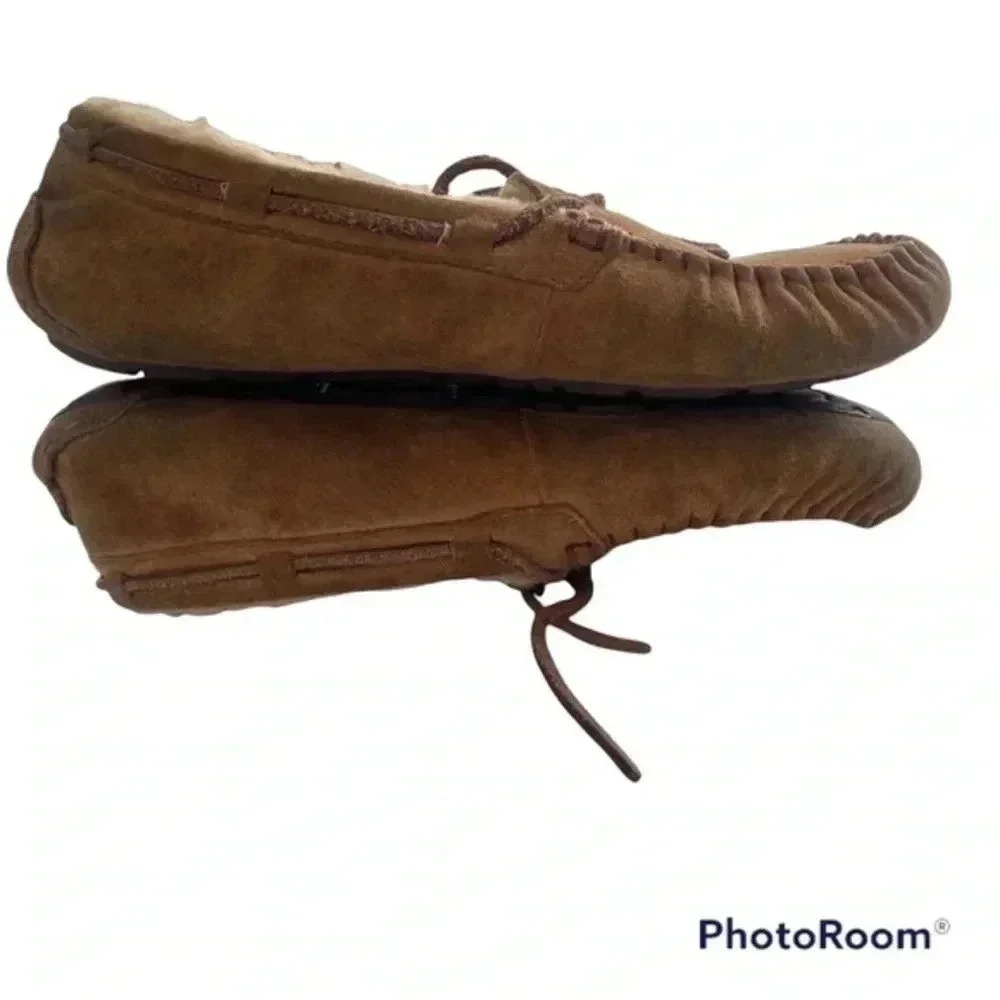 UGG Australia Dakota Chestnut brown Suede Moccasin Wool Fur Slippers Sho… - Picture 6 of 11